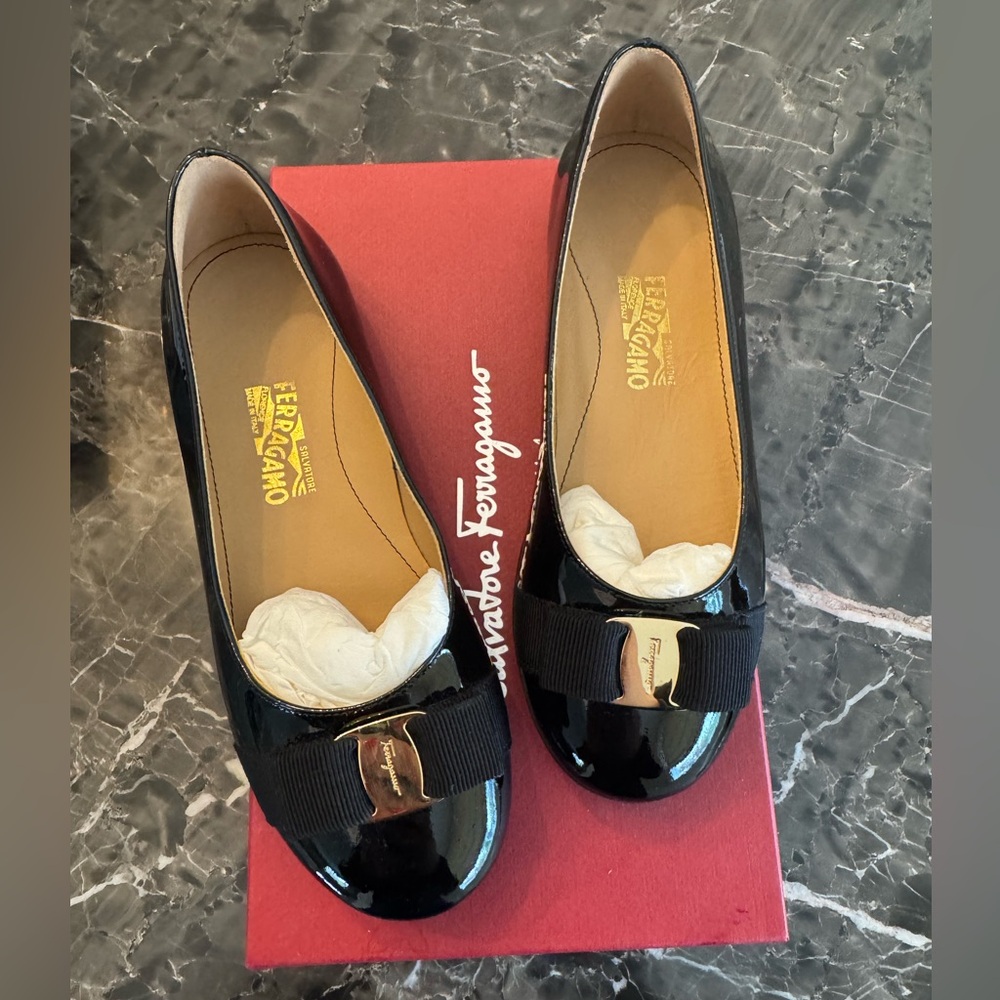 Salvatore Ferragamo Black Patent Leather Women's Shoes